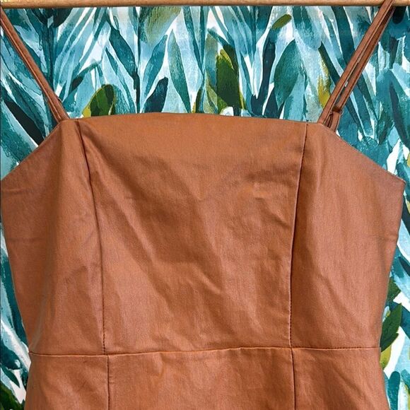 Brown Faux Leather Mini Dress - Picture 6 of 8